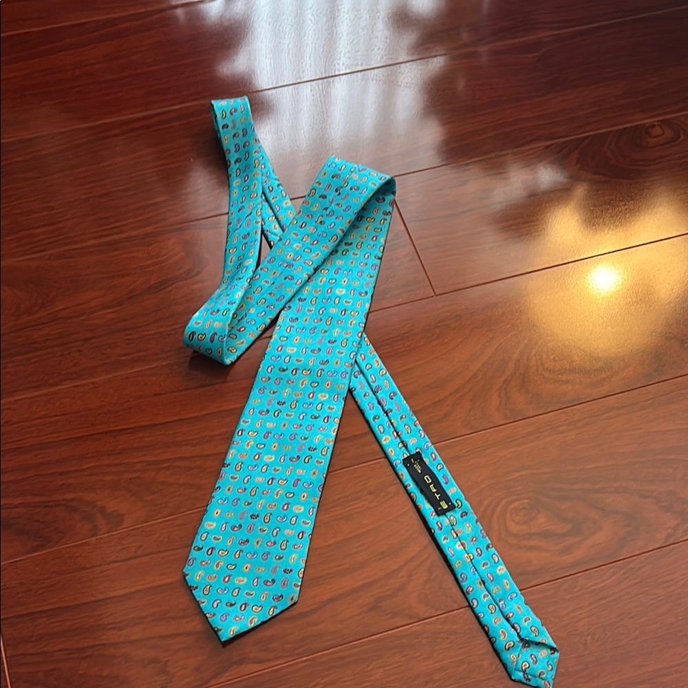 Elegant Turquoise  Patterned Tie by Etro
